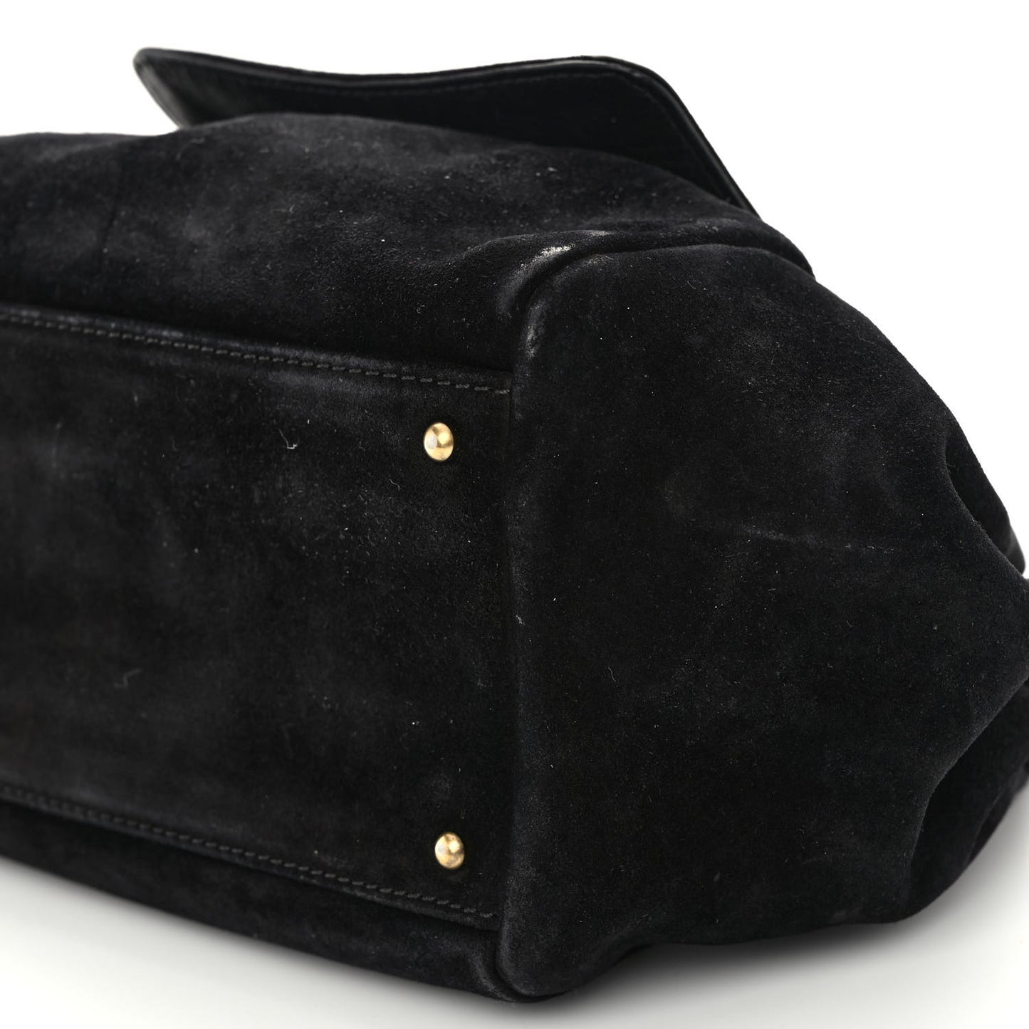 Suede Accordion Flap Black