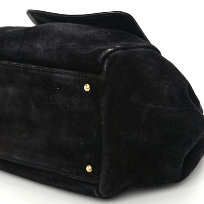 Chanel Suede Accordion Flap Black 9 of 11