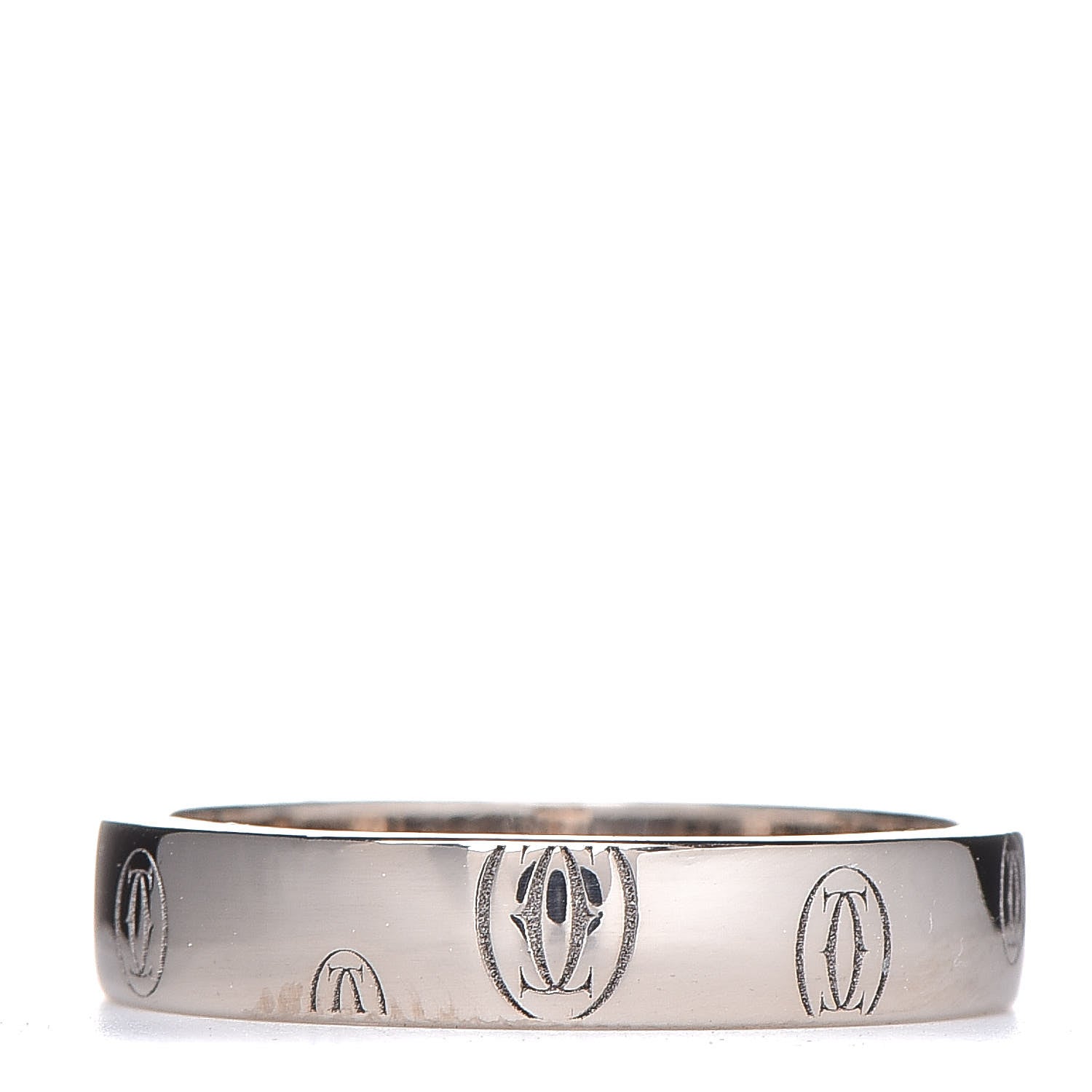 Cartier 18K White Gold 4mm Happy Birthday Band Ring 51 6 1 of 4