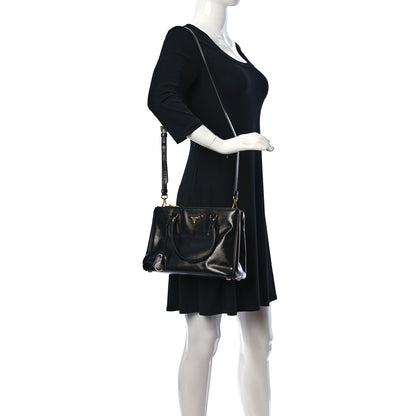 Prada Saffiano Vernice Mini Galleria Double Zip Tote Black 2 of 9