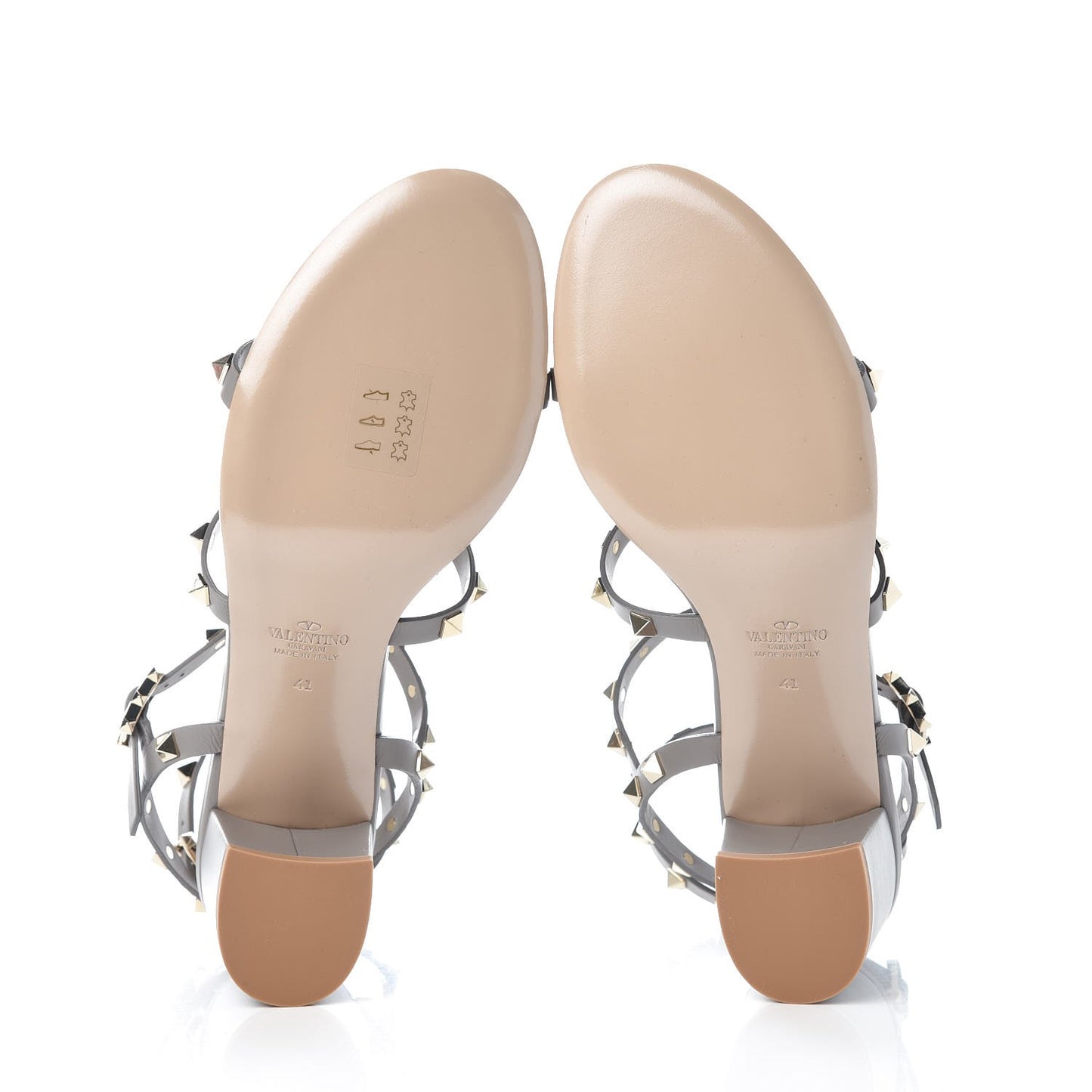 Calfskin Rockstud 60mm City Sandals 41 Grey