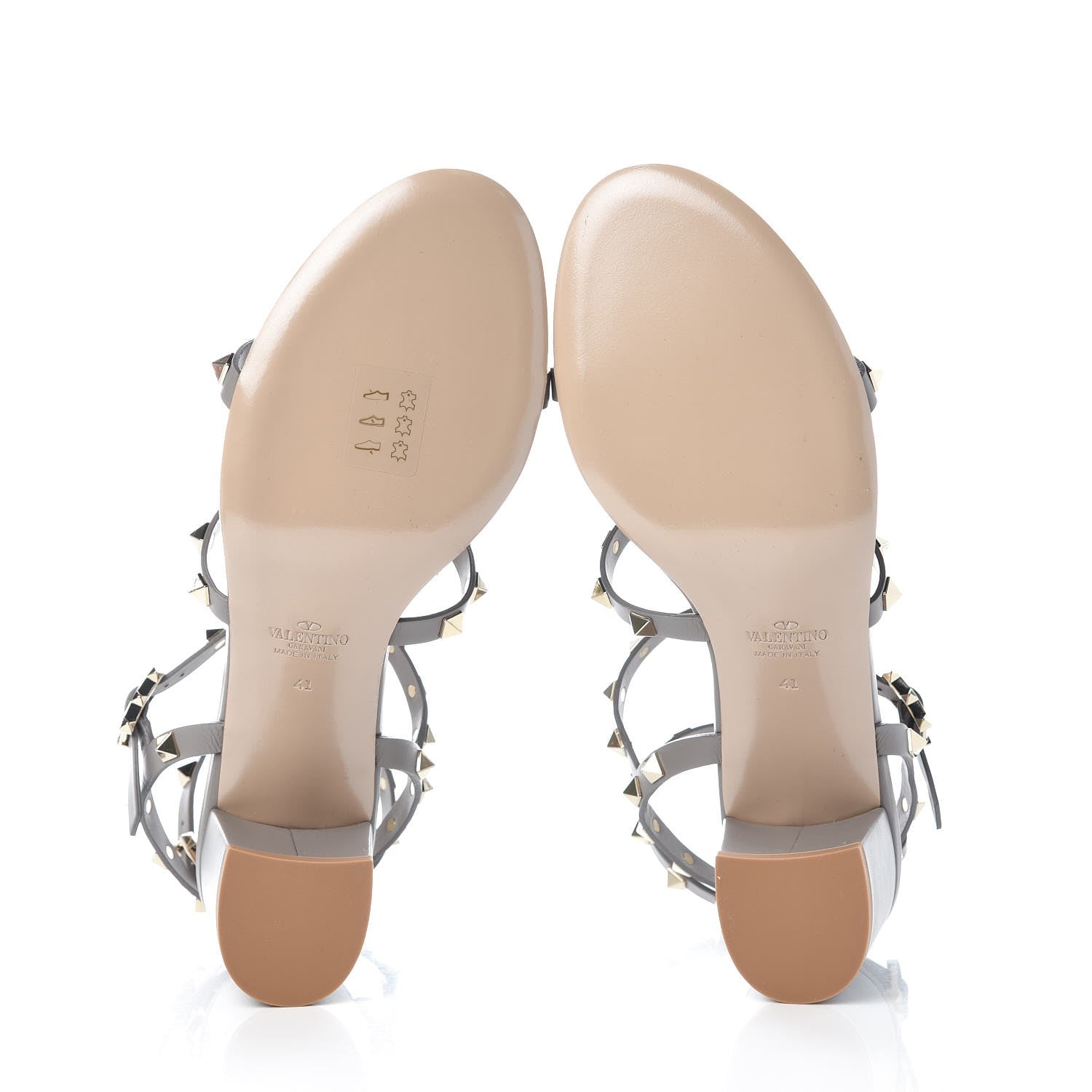 Valentino Garavani Calfskin Rockstud 60mm City Sandals 41 Grey 5 of 7