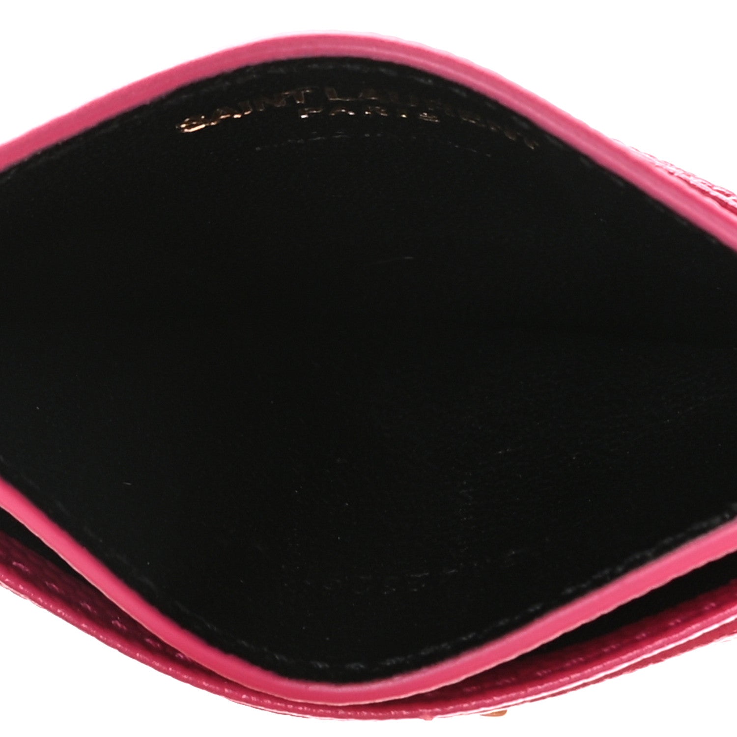 Saint Laurent Grain De Poudre Matelasse Chevron Monogram Credit Card Case Fresh Fuxia 7 of 10