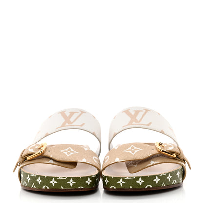Louis Vuitton Monogram Giant Bom Dia Flat Mule Sandals 38.5 White Moka 2 of 8