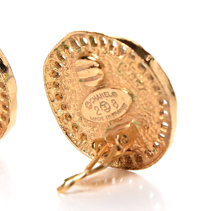 Chanel Resin CC Clip On Earrings Gold Green 4 of 4