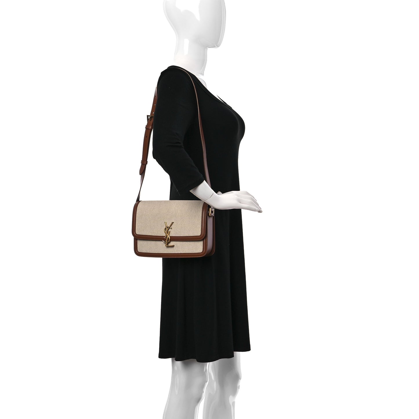 Canvas Monogram Medium Solferino Satchel Beige Cognac