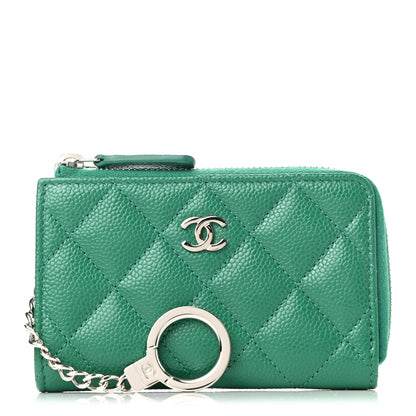 Chanel Caviar Quilted Zipped Key Holder Case Green 1 of 7