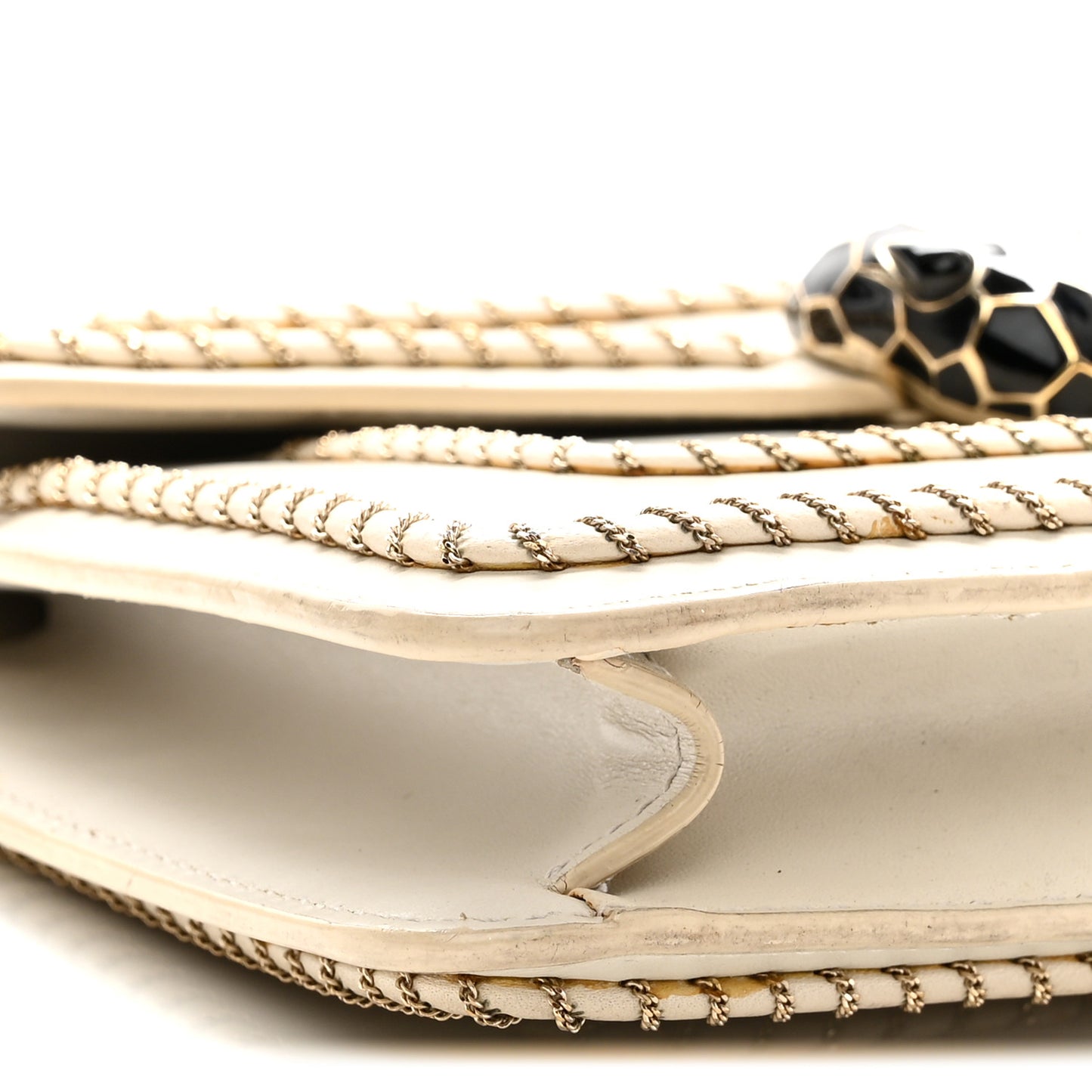 Calfskin Woven Chain Serpenti Forever Crossbody Bag White