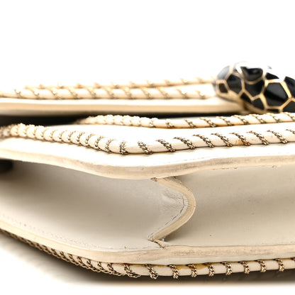 Bulgari Calfskin Woven Chain Serpenti Forever Crossbody Bag White 8 of 9