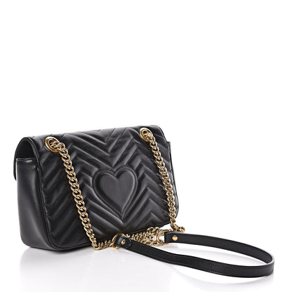 Gucci Calfskin Matelasse Small GG Marmont Shoulder Bag Black 3 of 18