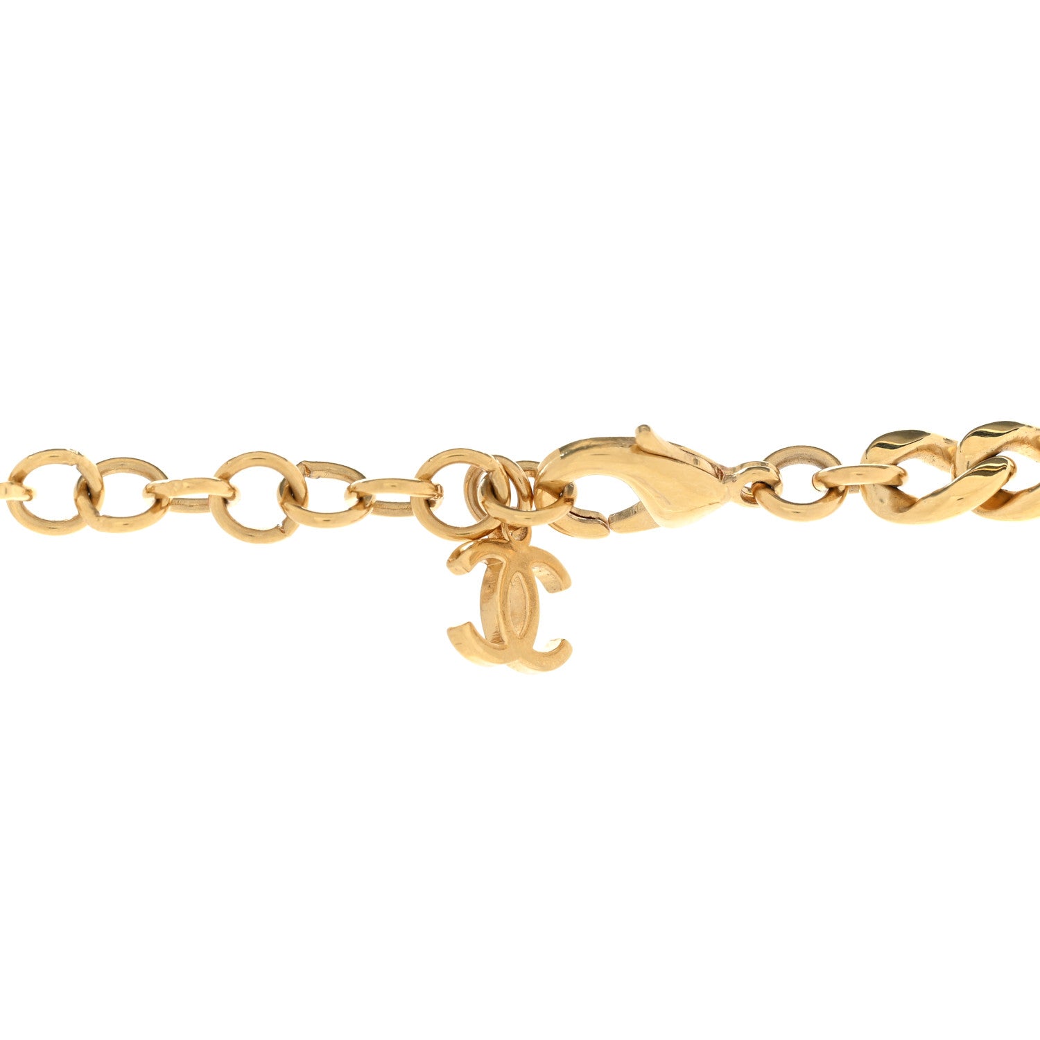 Chanel Metal Enamel Pearl Star CC Necklace Gold White 5 of 6