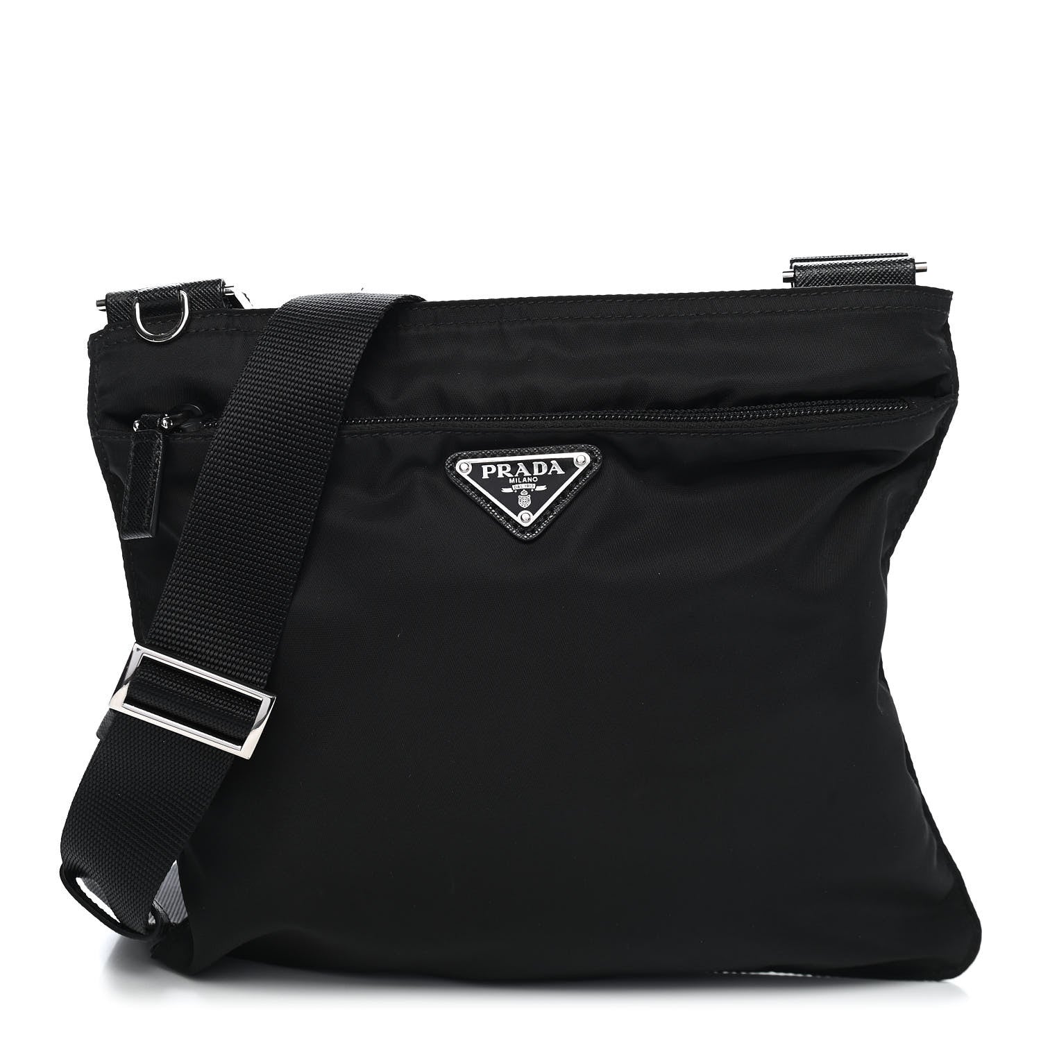 Prada Nylon Flat Messenger Bag Black 1 of 8