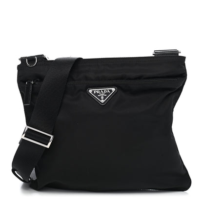 Prada Nylon Flat Messenger Bag Black 1 of 8