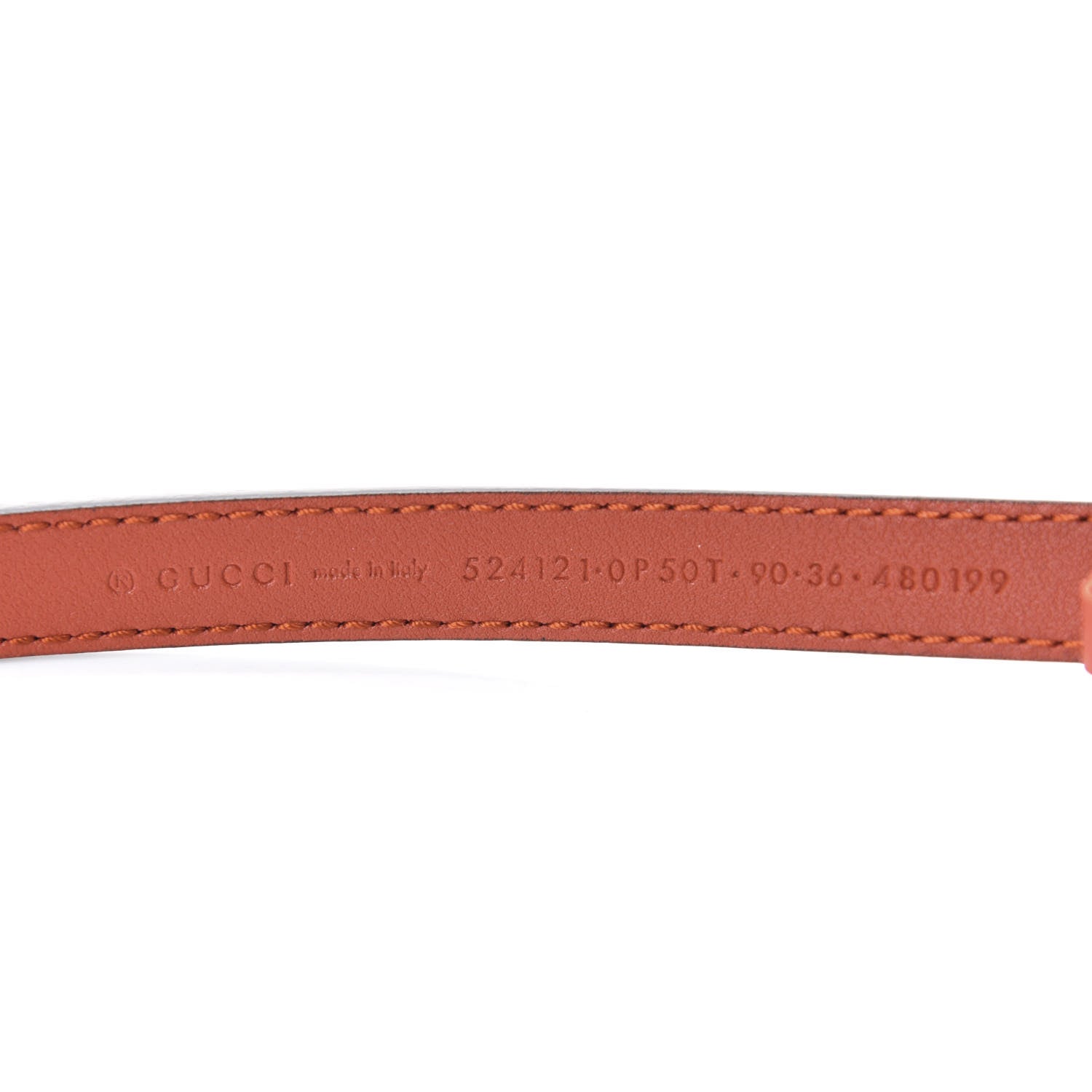 Gucci Skipper Calfskin Logo 15mm Belt 90 36 Burnt Orange 3 of 3