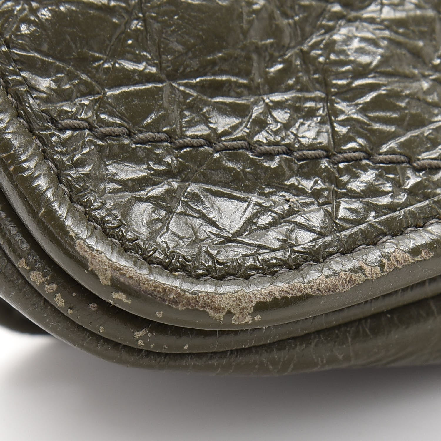 Saint Laurent Crinkled Calfskin Matelasse Monogram Niki Chain Wallet Khaki Militaire 11 of 12