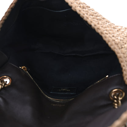 Saint Laurent Raffia Calfskin Monogram Medium Niki Chain Satchel Natural 4 of 4