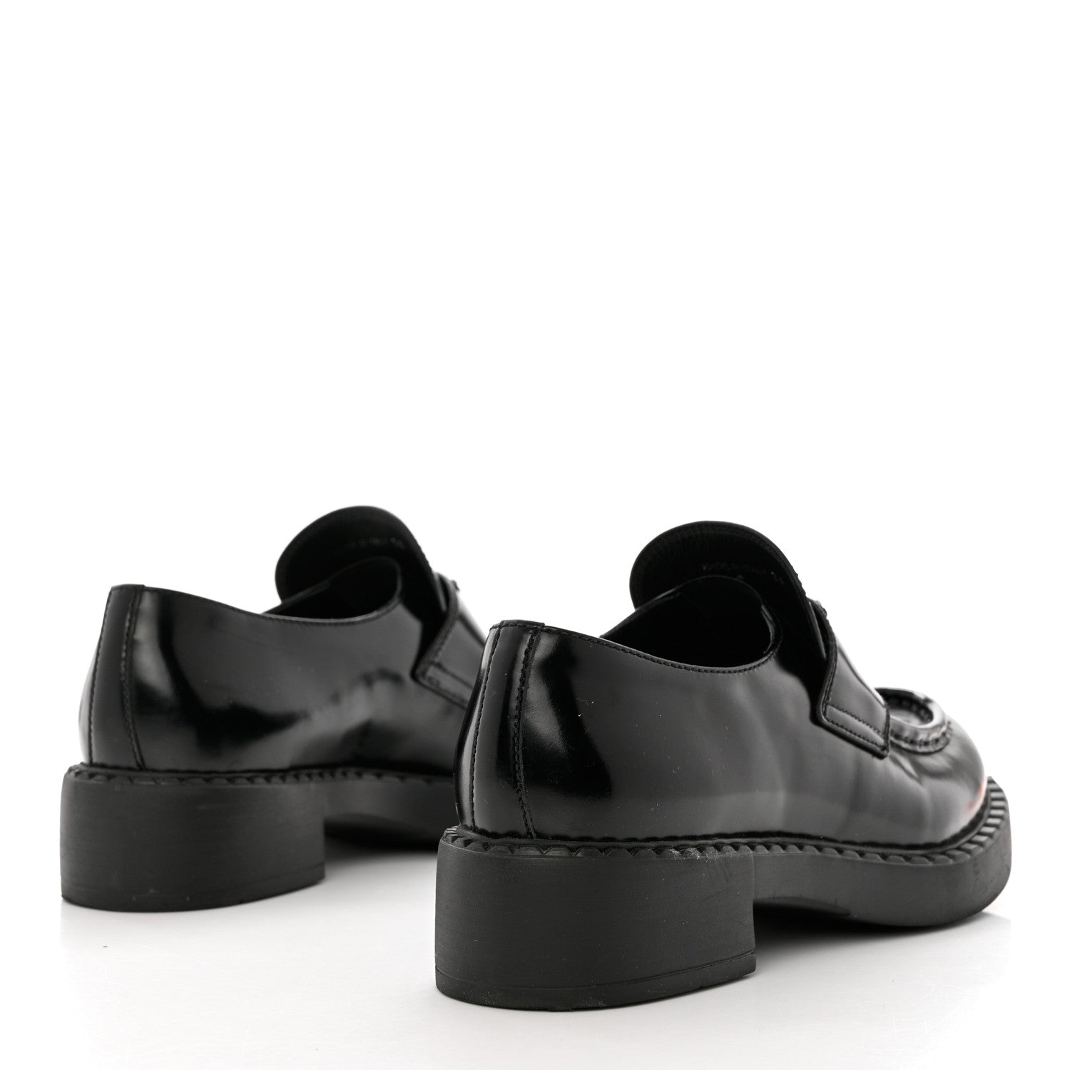 Prada Spazzolato Metal Triangle Logo 50mm Loafers 39 Black 4 of 10