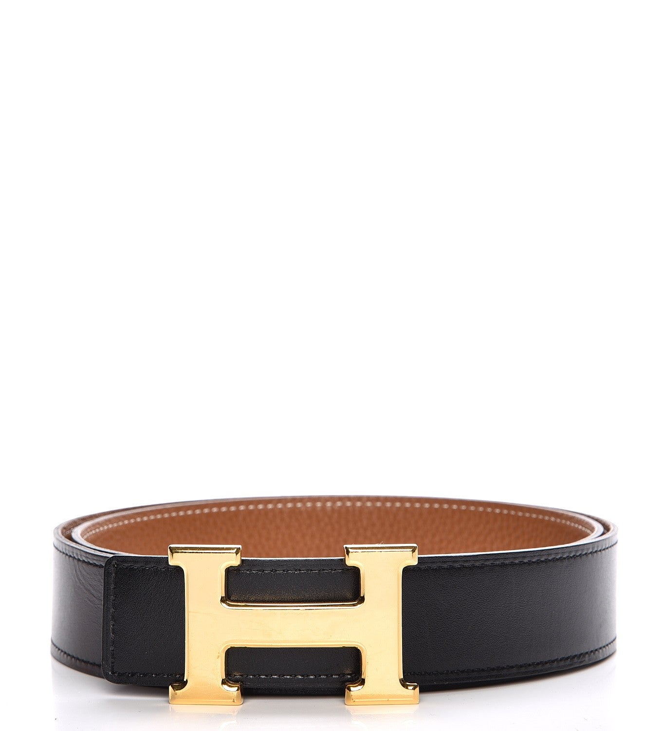 Hermes Box Togo 32mm H Belt 90 Black Gold 1 of 9