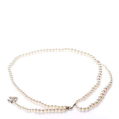 Chanel Pearl Baguette Crystal CC Double Strand Belt Gold 3 of 5