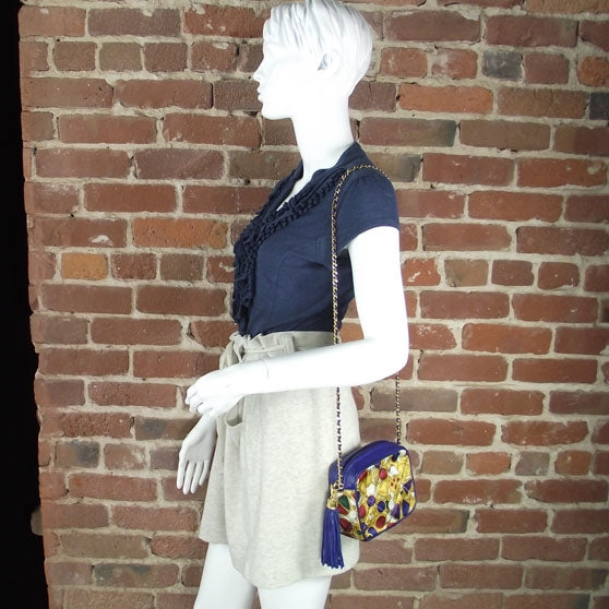 Vintage Quilted Jewel Tassel Bag