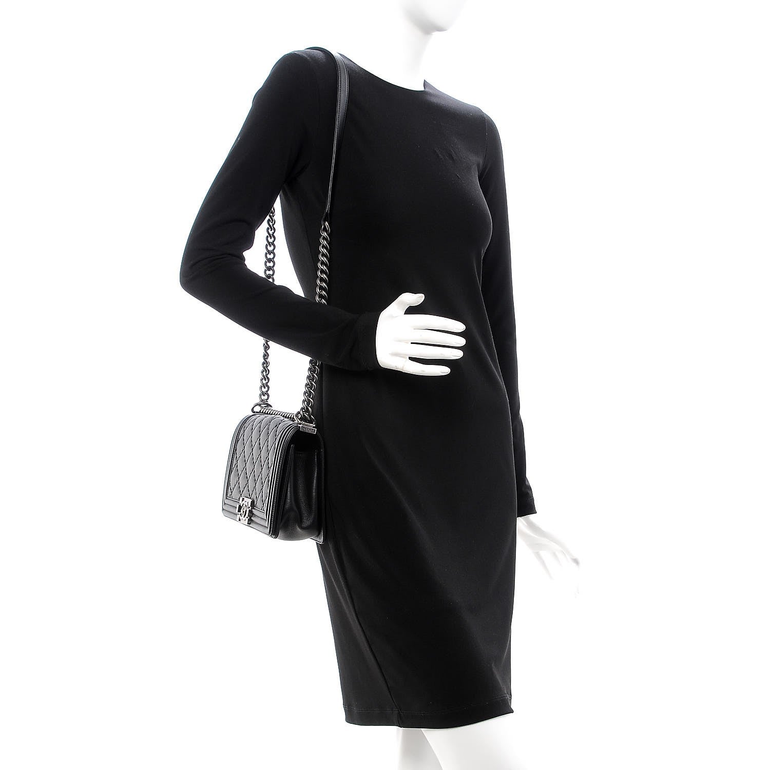 Chanel Calfskin Double Stitch Medium Boy Flap Black 2 of 13