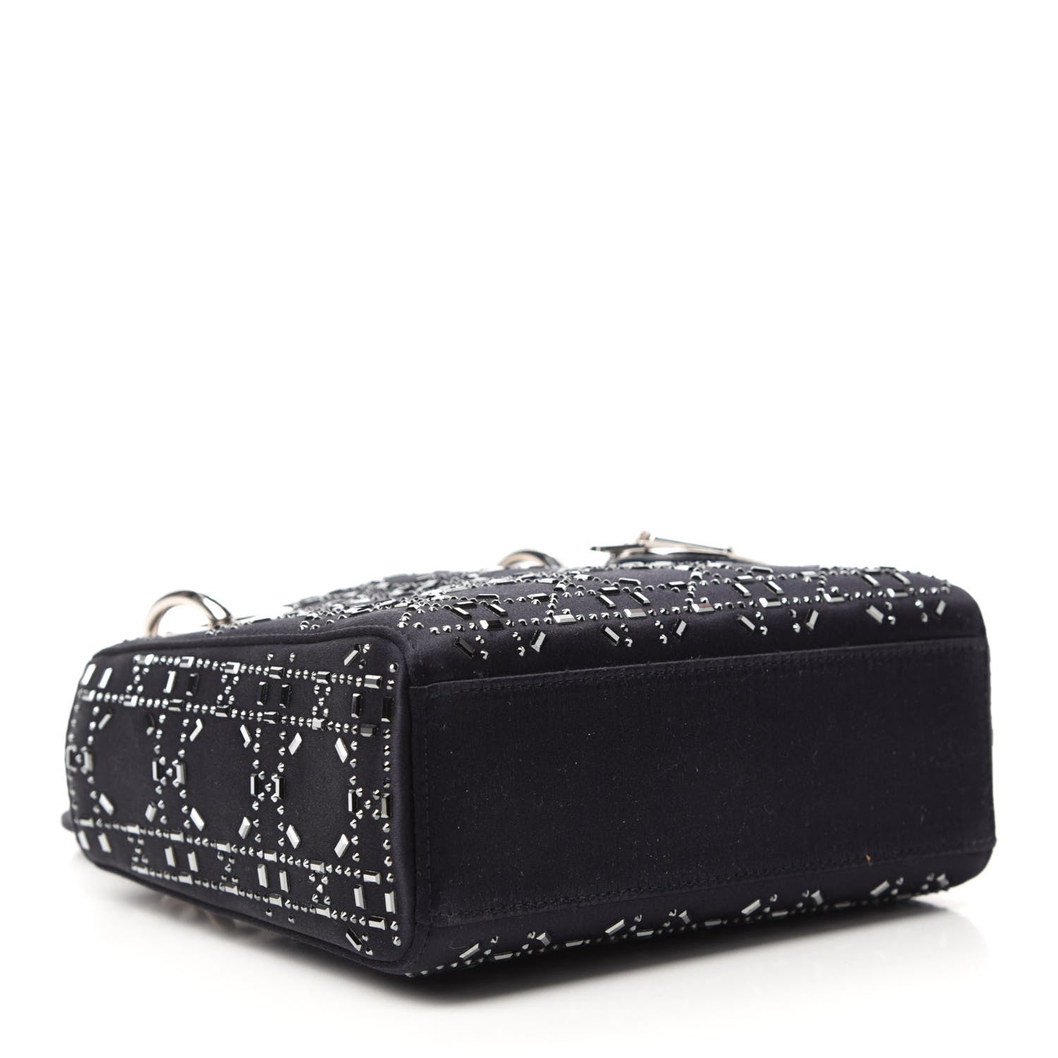 Christian Dior Satin Crystal Cannage Mini Lady Dior Black 4 of 10