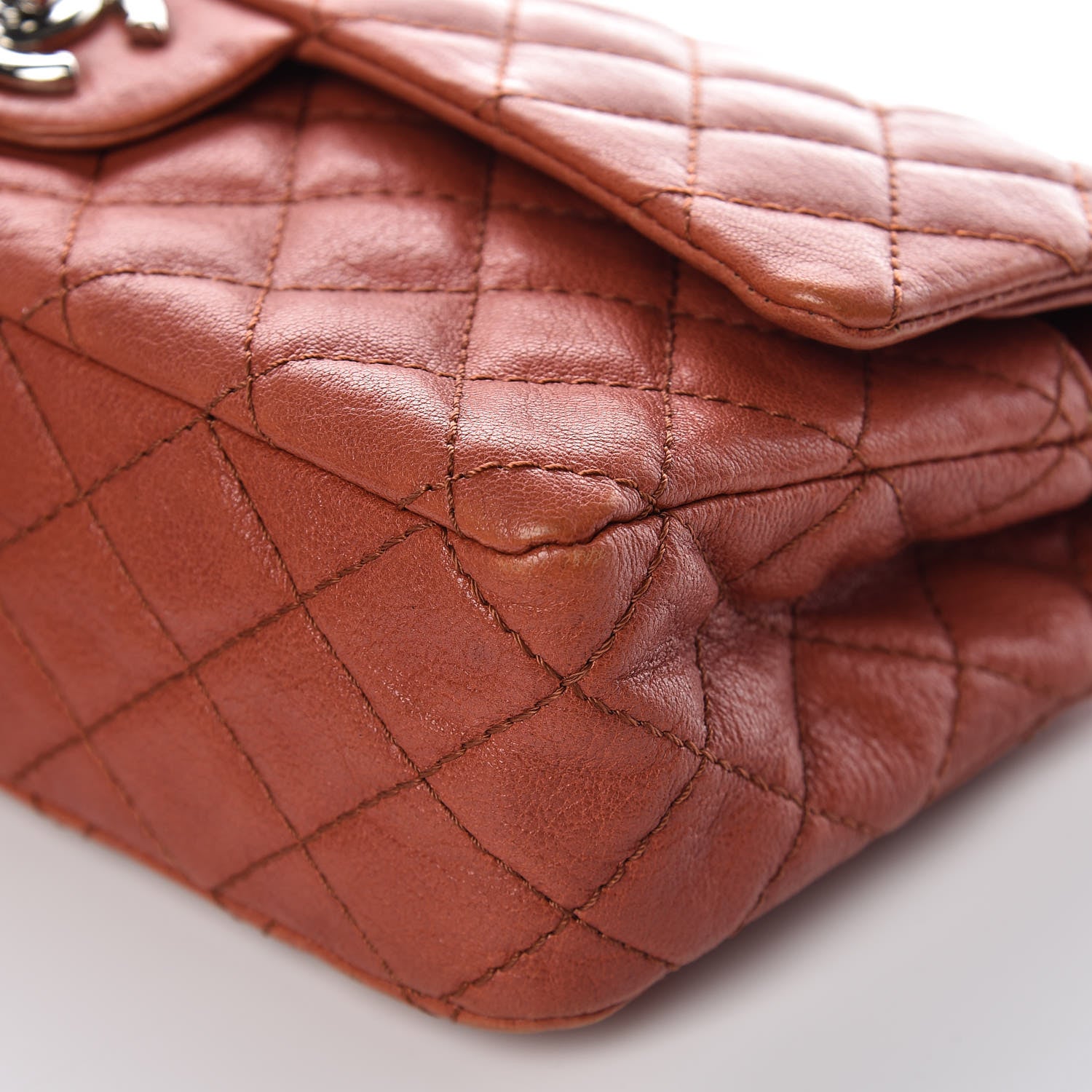 Chanel Glazed Lambskin Quilted Medium Double Flap Bijoux Chain Dark Orange 11 of 17