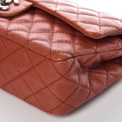 Chanel Glazed Lambskin Quilted Medium Double Flap Bijoux Chain Dark Orange 11 of 17