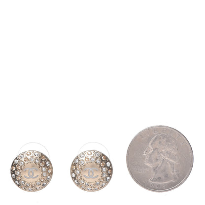 Chanel Crystal Enamel CC Round Earrings Gold 2 of 4