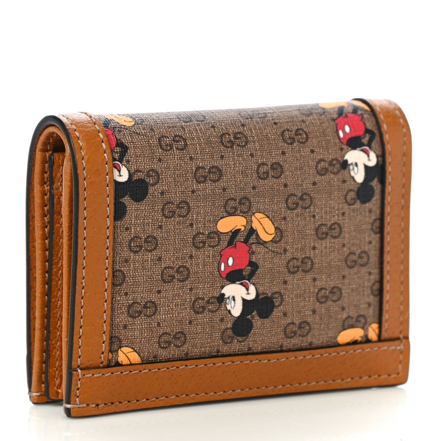 X DISNEY Mini Vintage GG Supreme Monogram Mickey Mouse Card Holder Wallet Beige Vintage Sun Oil