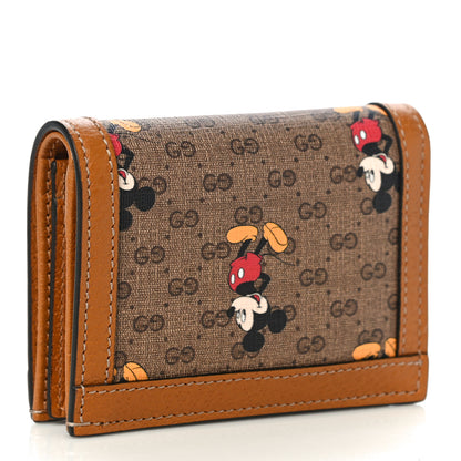 Gucci X DISNEY Mini Vintage GG Supreme Monogram Mickey Mouse Card Holder Wallet Beige Vintage Sun Oil 3 of 10