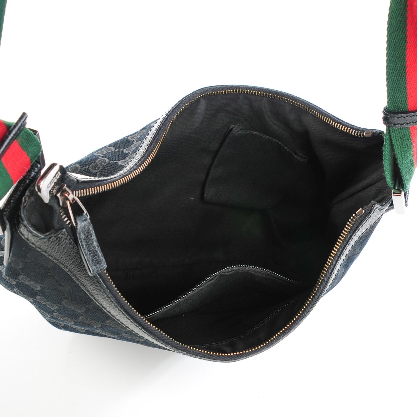 Monogram Web Medium Half Moon Hobo Black