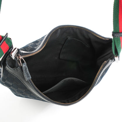 Gucci Monogram Web Medium Half Moon Hobo Black 5 of 7