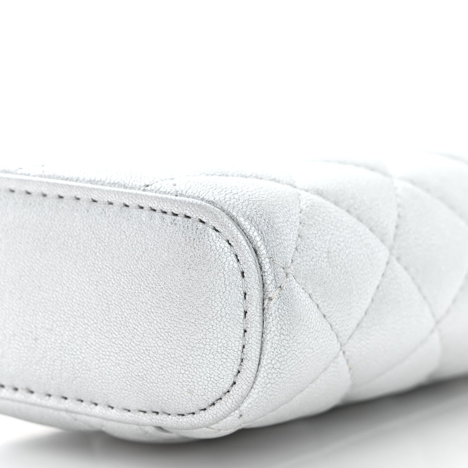 Chanel Metallic Lambskin Quilted Phone Holder With Chain Silver 10 of 13