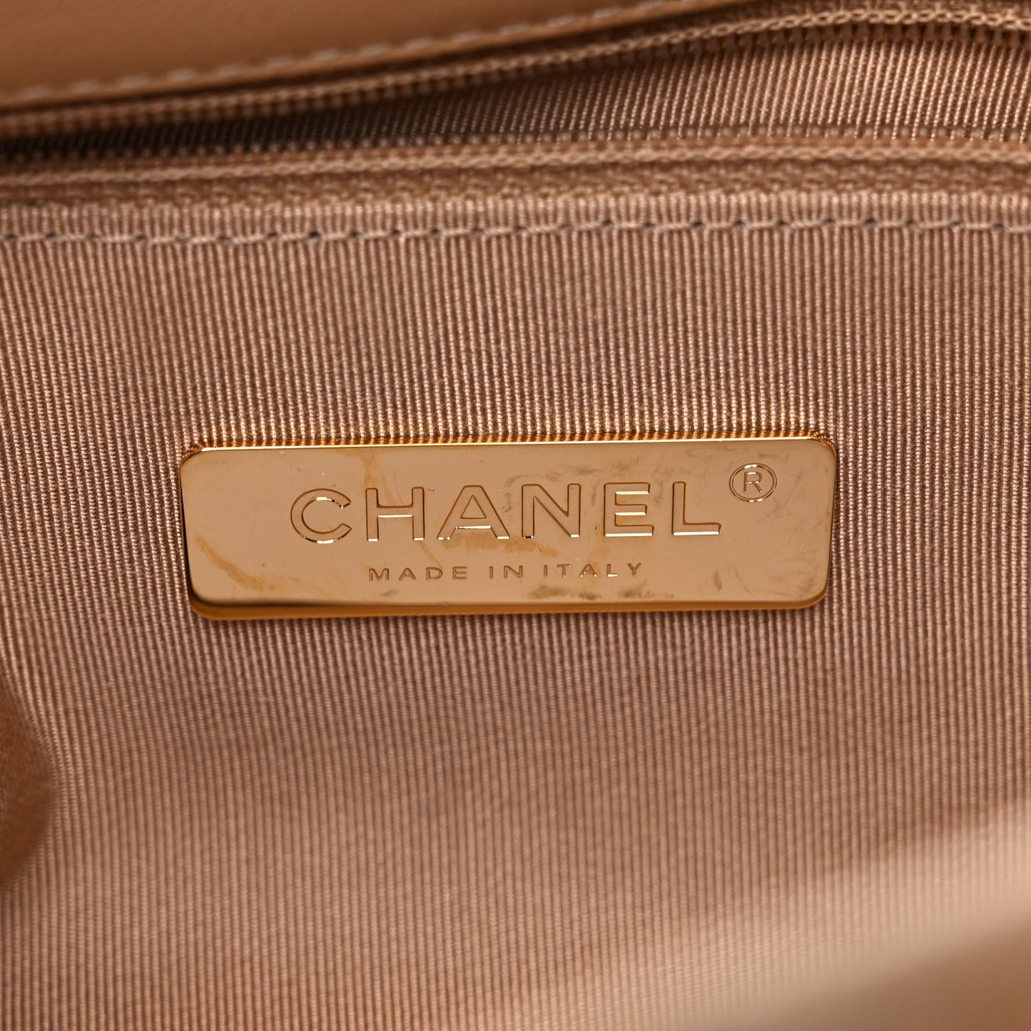 Lambskin Quilted Large Chanel 19 Flap Dark Beige