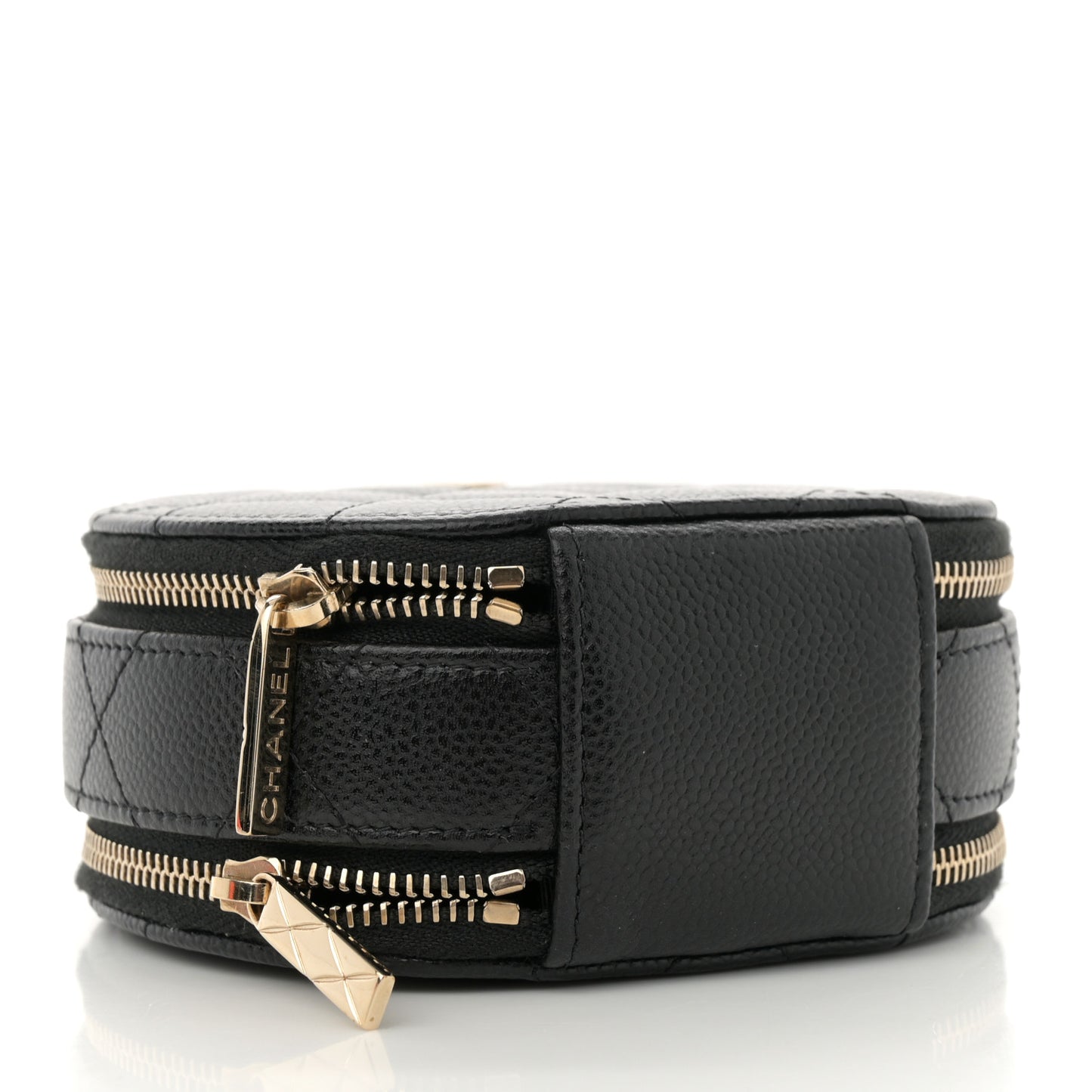 Caviar Quilted Round Handle With Care Vanity With Chain Black