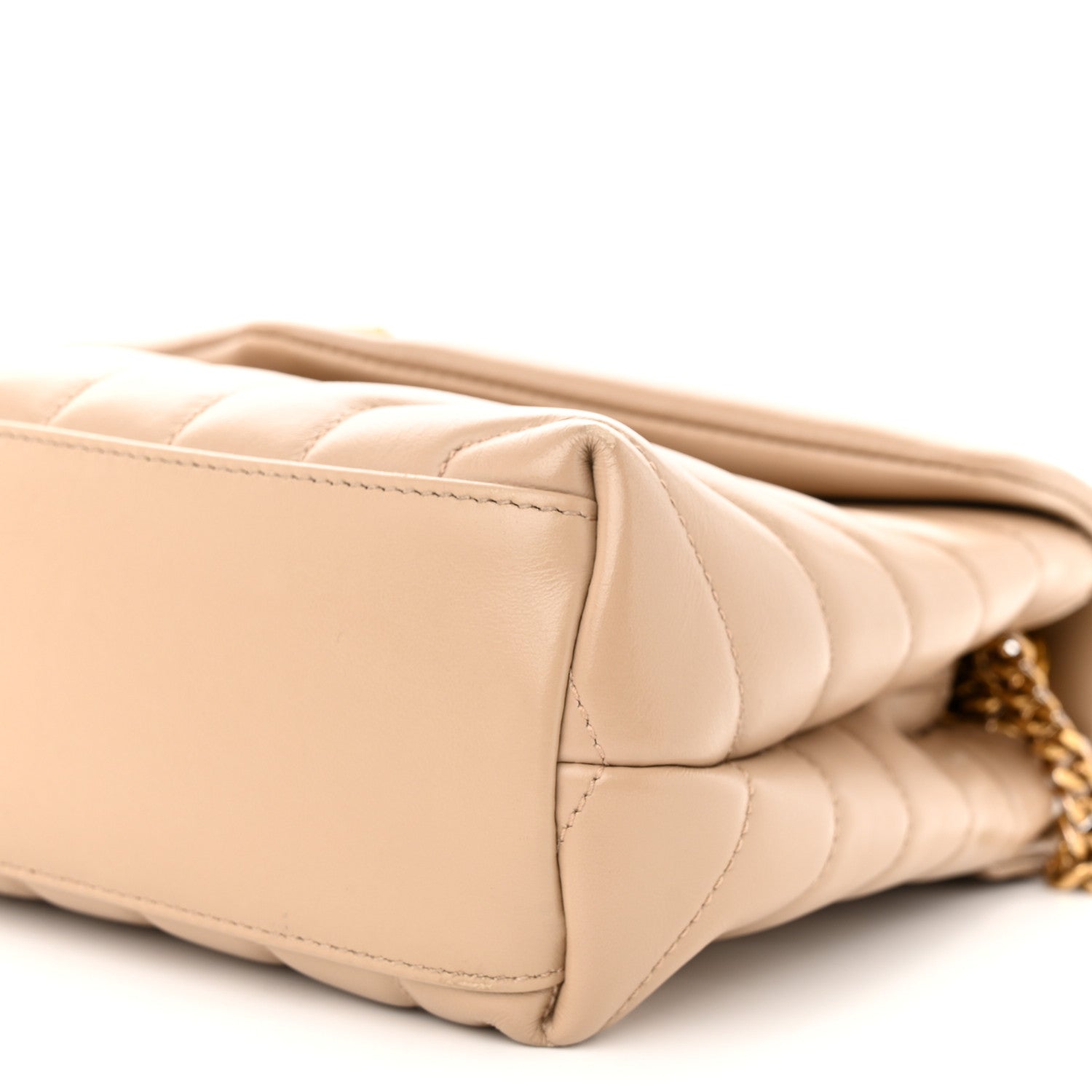 Saint Laurent Calfskin Y Quilted Monogram Small Loulou Chain Satchel Dark Beige 10 of 12