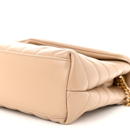 Saint Laurent Calfskin Y Quilted Monogram Small Loulou Chain Satchel Dark Beige 10 of 12