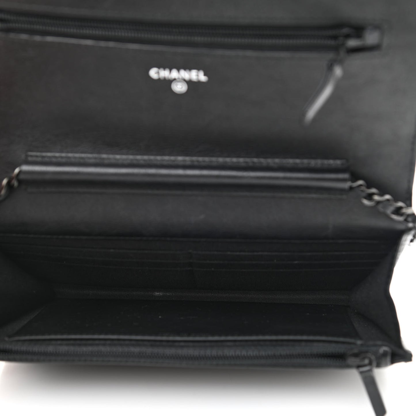 Crumpled Calfskin Quilted Wallet On Chain WOC So Black