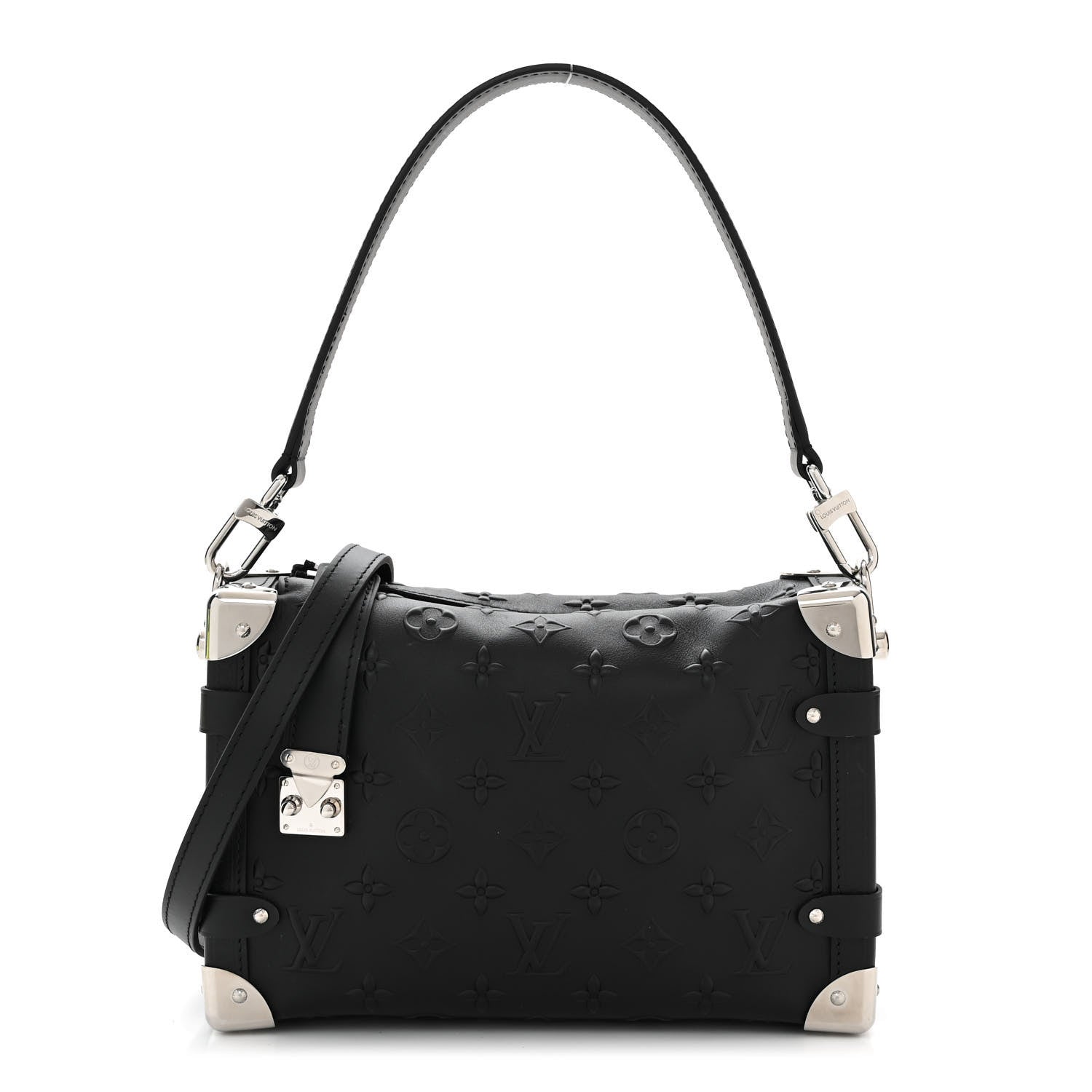 Louis Vuitton Calfskin Debossed Monogram Side Trunk Black 1 of 9