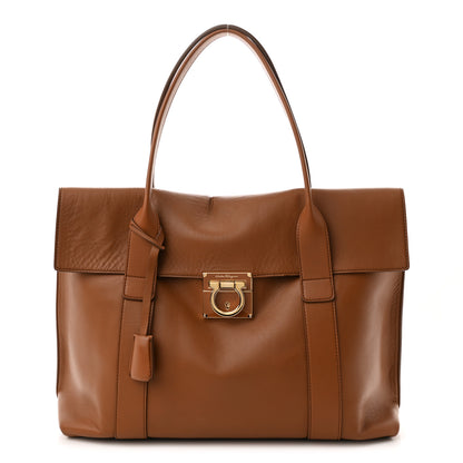 Salvatore Ferragamo Calfskin Large Sookie Satchel Brown 1 of 9