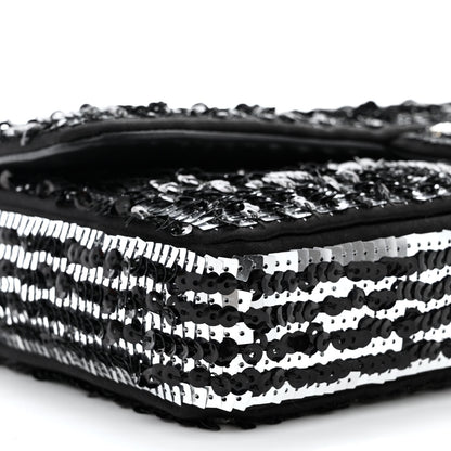 Chanel Sequin Quilted Pearl CC Flap Clutch Black 9 of 11