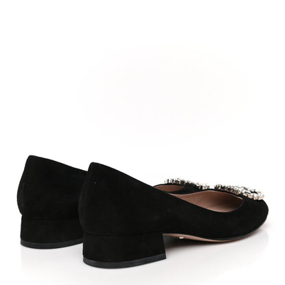 Gucci Suede Crystal Interlocking G Low Heel Pumps 36 Black 4 of 9