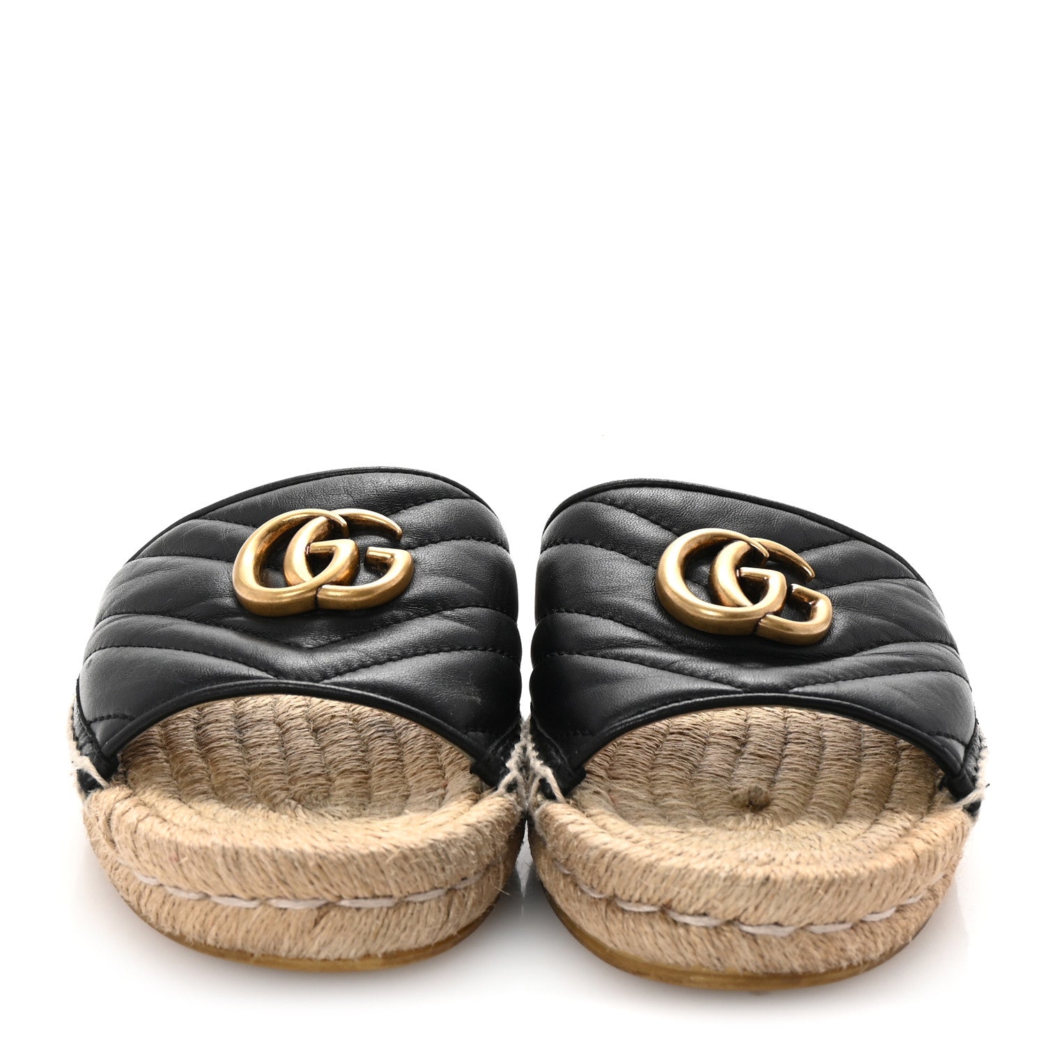 Gucci Nappa Matelasse GG Marmont Espadrille Slide Sandals 38 Black 3 of 10