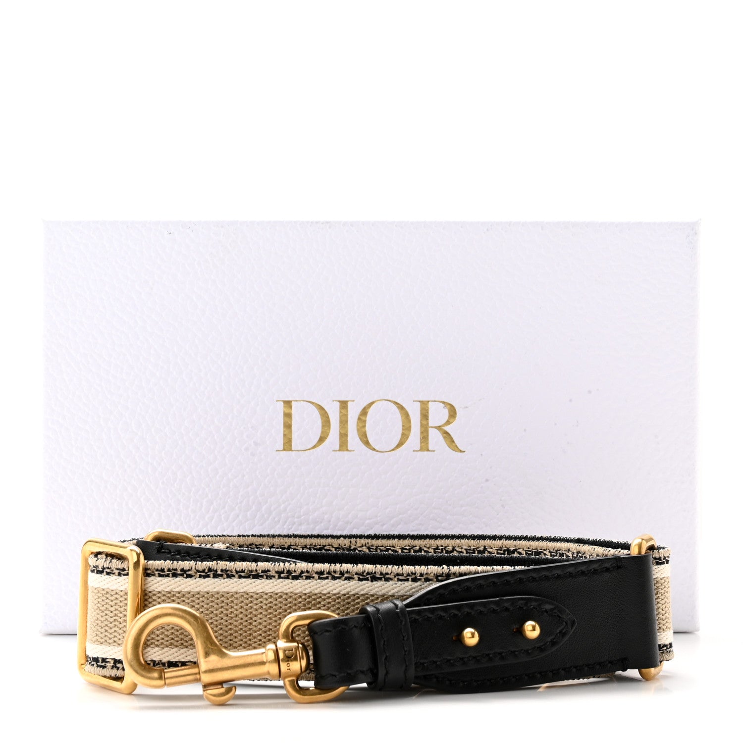Christian Dior Canvas Embroidered Shoulder Strap Black Ecru 7 of 7