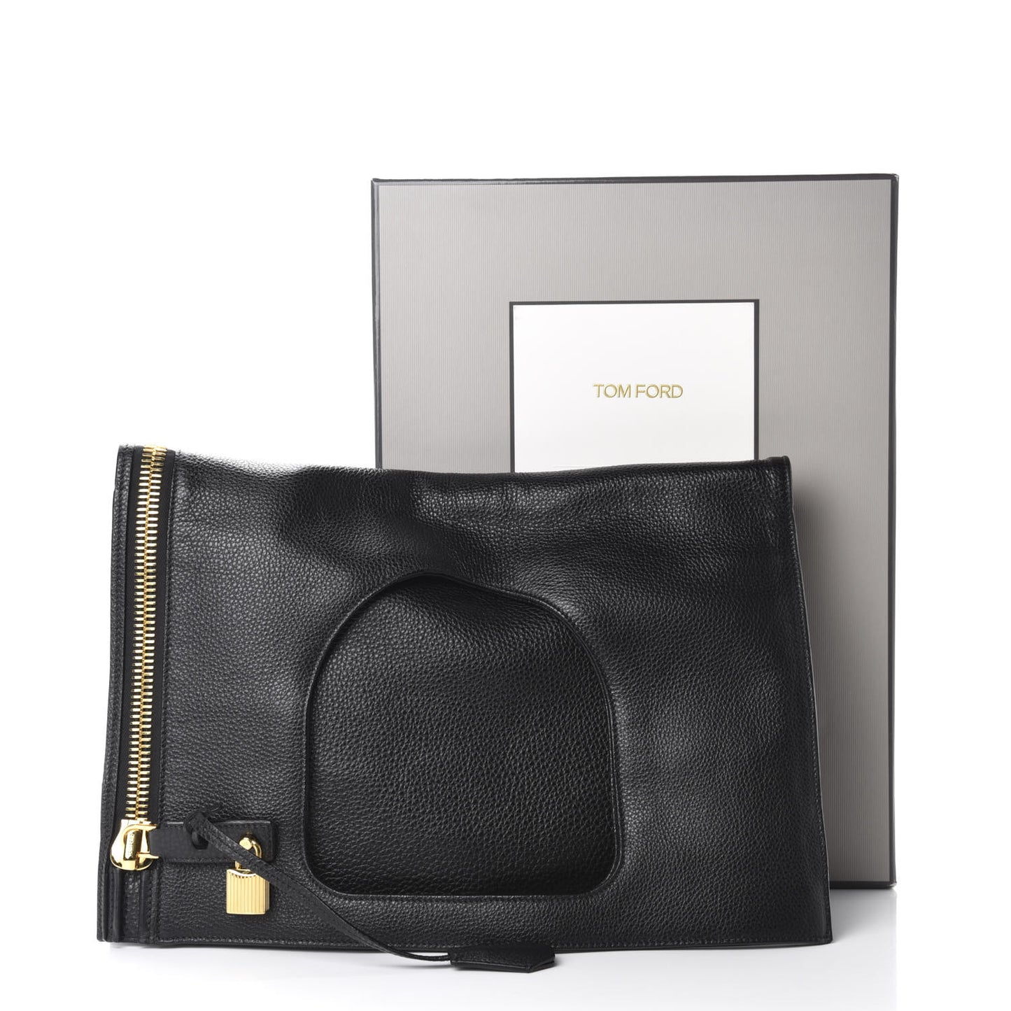 Ramskin Large Alix Padlock Zip Shoulder Bag Black