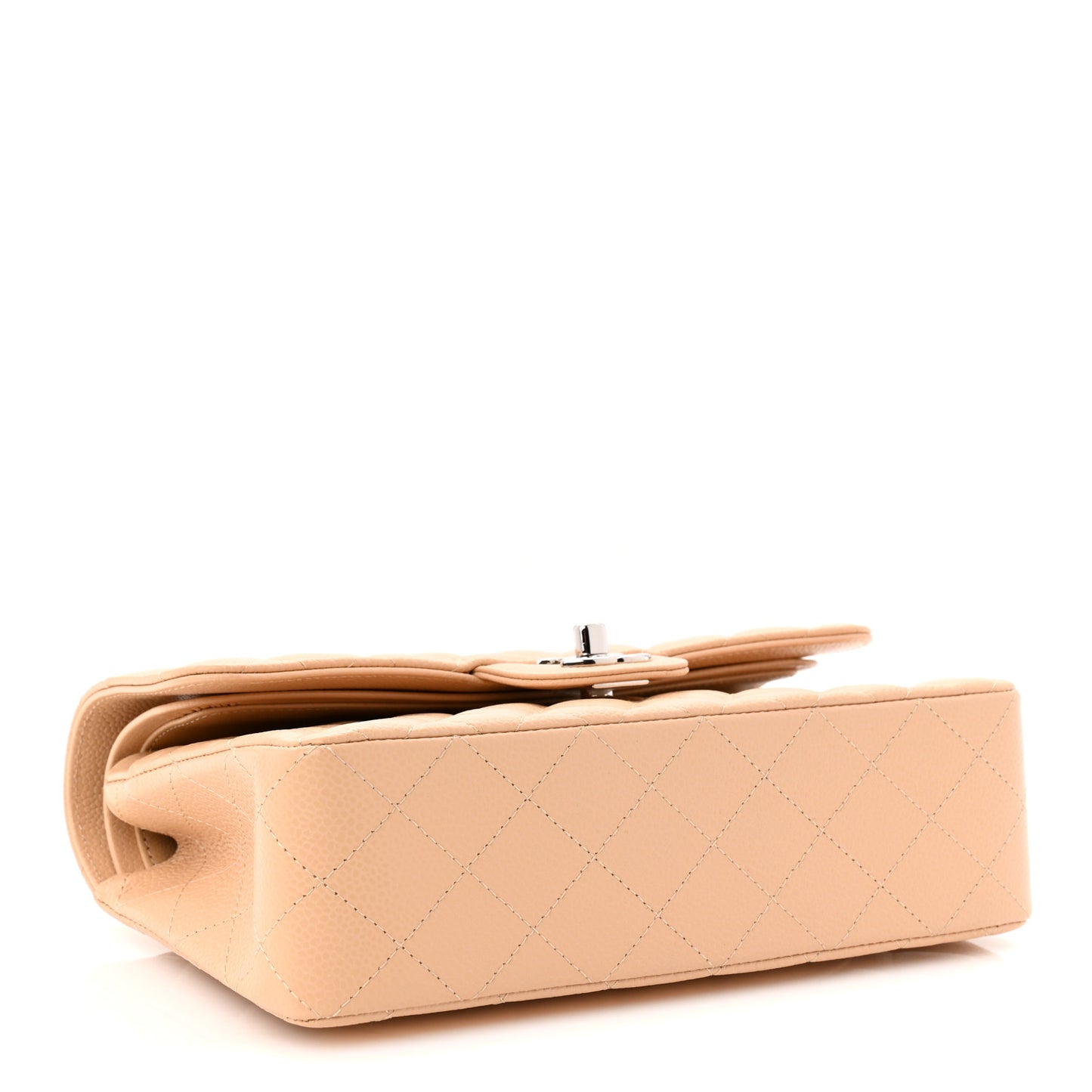 Caviar Quilted Small Double Flap Beige