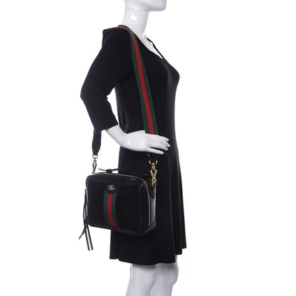 Gucci Suede Patent Web Small Ophidia Top Handle Shoulder Bag Black 2 of 10