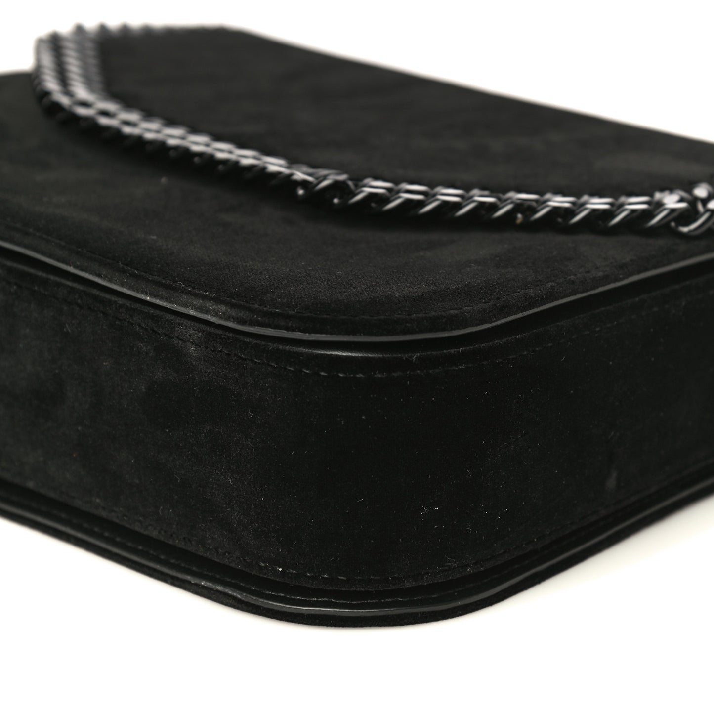 Velvet Effect Medium Falabella Box Shoulder Bag Black