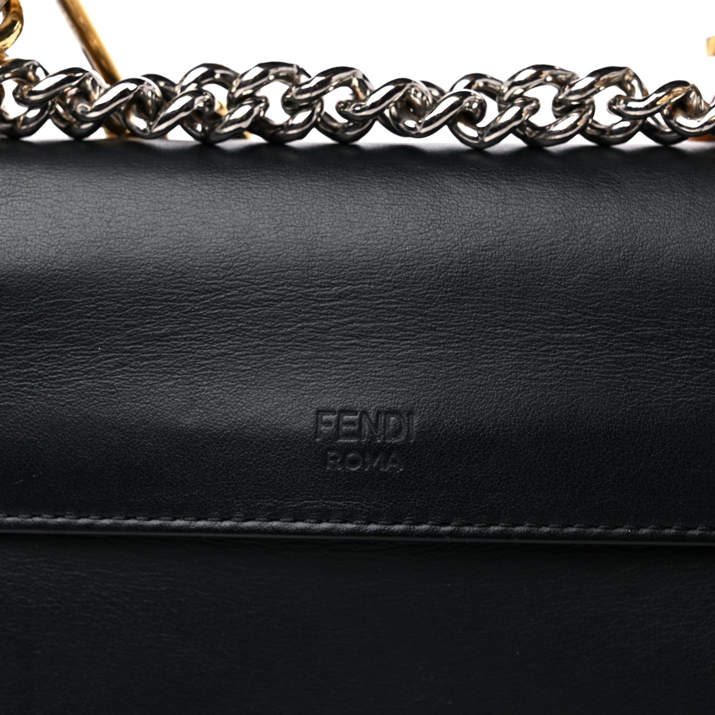 Vitello Century Velvet F is Fendi FF Embroidered Small Kan I Shoulder Bag Black Tobacco
